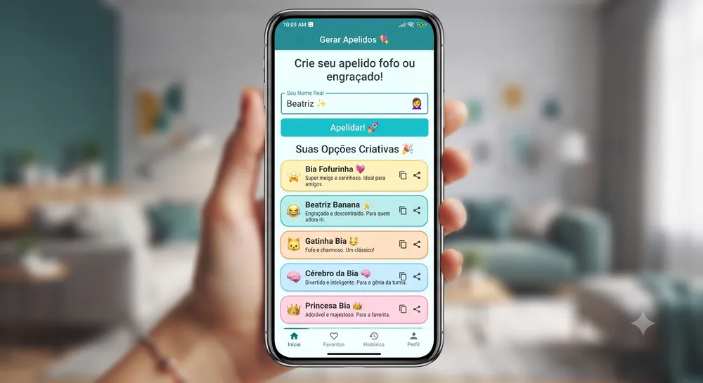 Gerador de apelidos criando opções a partir de um nome