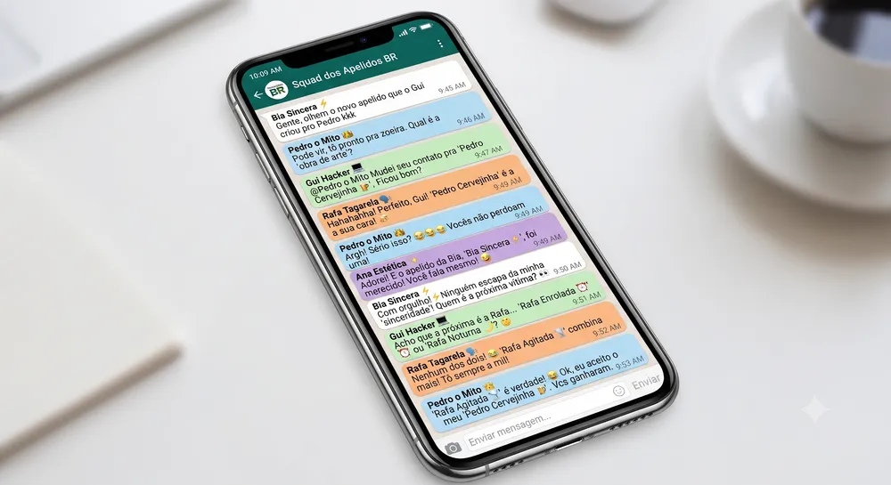 Chat de grupo com membros usando apelidos personalizados