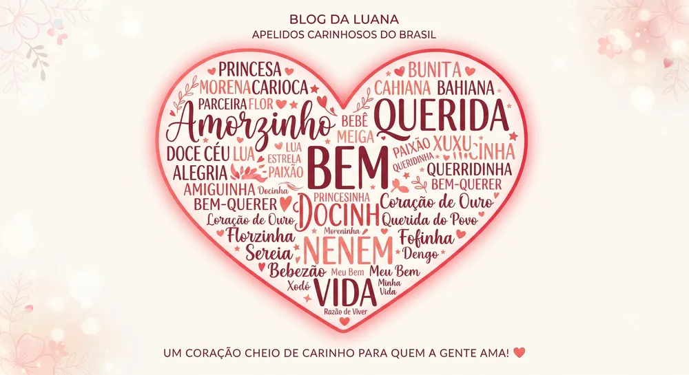 Nuvem de palavras com apelidos brasileiros populares
