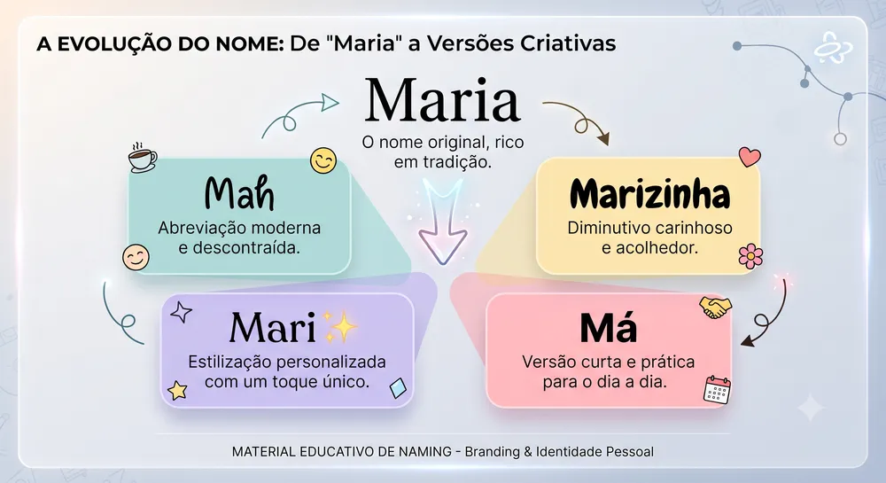 Nome Maria sendo transformado em variações criativas