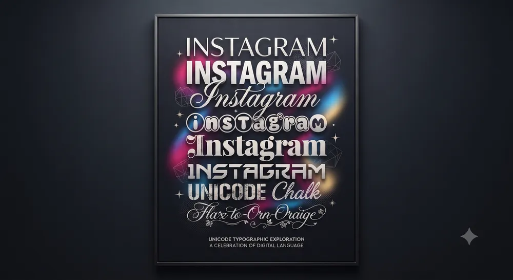 Arte tipográfica com a palavra Instagram em múltiplos estilos