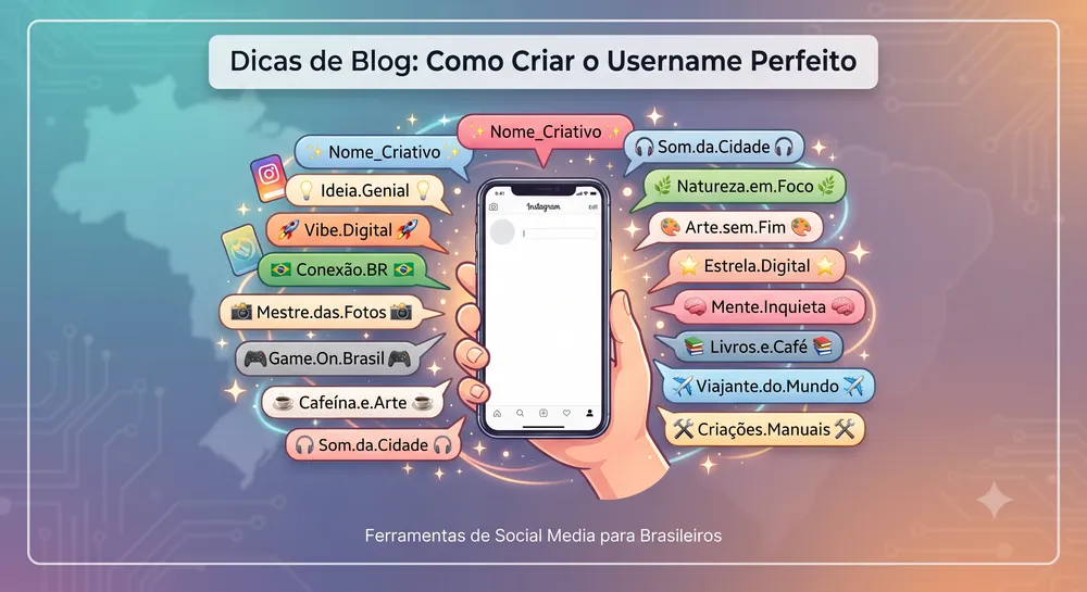 Nuvem de ideias criativas de nomes ao redor do celular