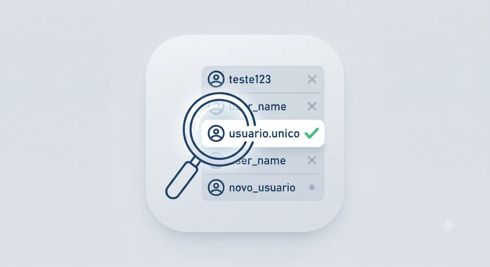 Lupa buscando usernames disponíveis com marca de verificação