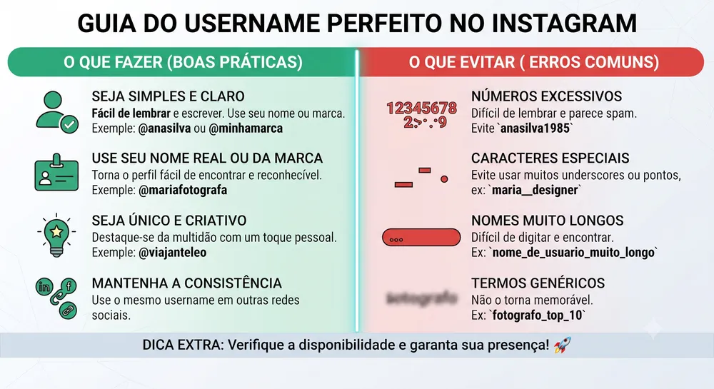 Infográfico com dicas para escolher um bom username